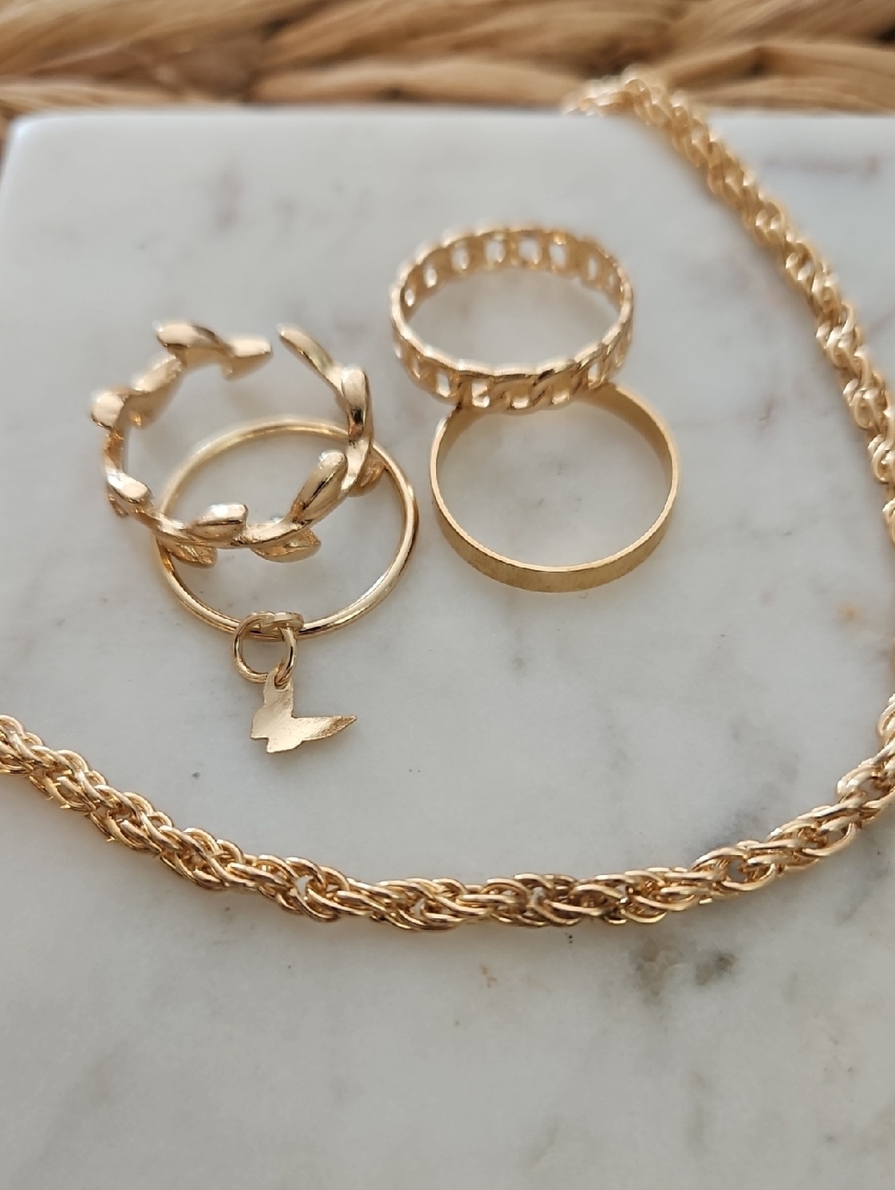 Butterfly Stacking Ring Set with Anklet